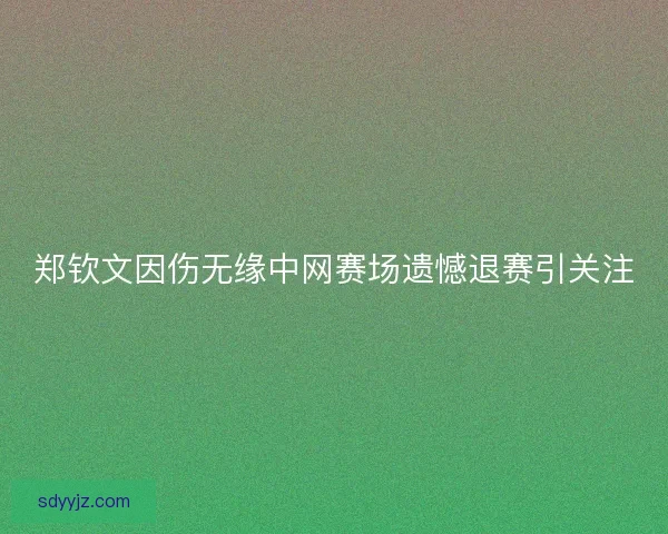 郑钦文因伤无缘中网赛场遗憾退赛引关注