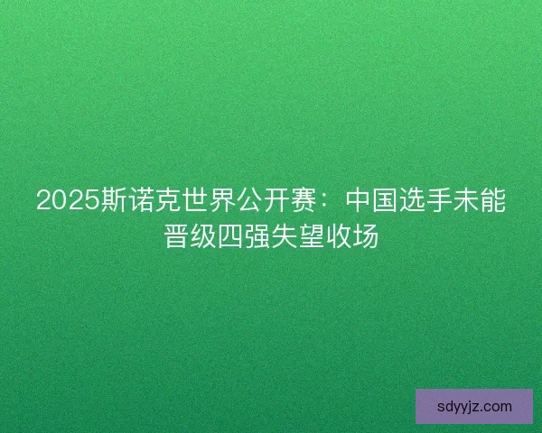 2025斯诺克世界公开赛:中国选手未能晋级四强失望收场 2025斯诺克世界公开赛:中国选手未能晋级四强失望收场