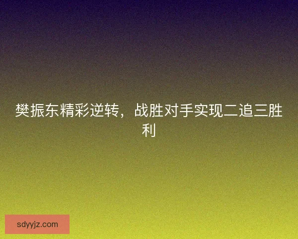 樊振东精彩逆转,战胜对手实现二追三胜利 樊振东精彩逆转,战胜对手实现二追三胜利