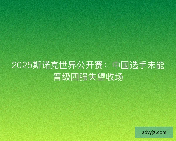 2025斯诺克世界公开赛：中国选手未能晋级四强失望收场