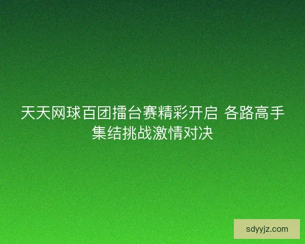 天天网球百团擂台赛精彩开启 各路高手集结挑战激情对决